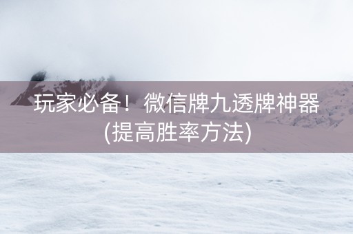 玩家必备！微信牌九透牌神器(提高胜率方法)