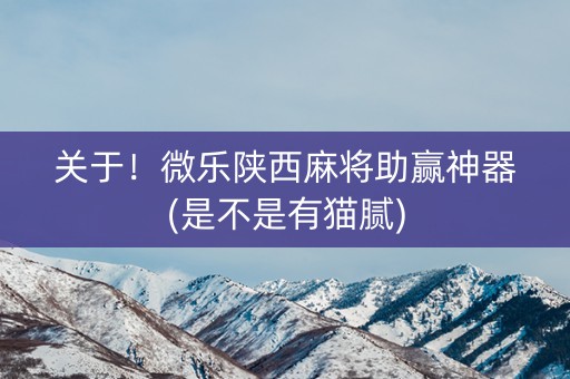 关于！微乐陕西麻将助赢神器(是不是有猫腻)