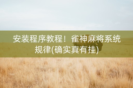 安装程序教程！雀神麻将系统规律(确实真有挂)