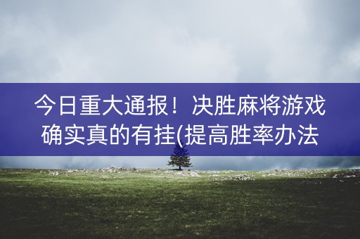 今日重大通报！决胜麻将游戏确实真的有挂(提高胜率办法)