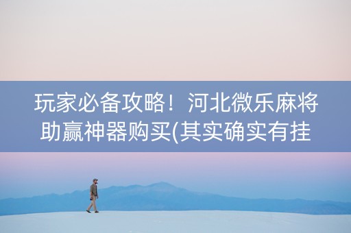 玩家必备攻略！河北微乐麻将助赢神器购买(其实确实有挂)