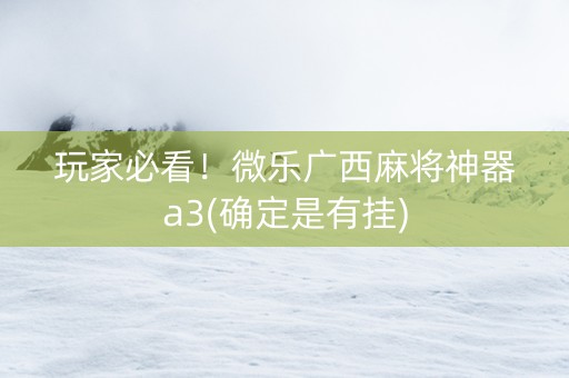 玩家必看！微乐广西麻将神器a3(确定是有挂)