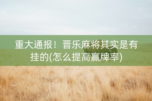 重大通报！晋乐麻将其实是有挂的(怎么提高赢牌率)