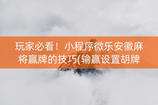玩家必看！小程序微乐安徽麻将赢牌的技巧(输赢设置胡牌规律)