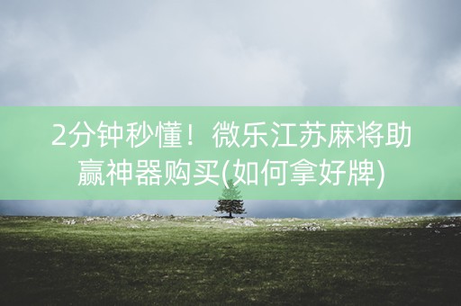 2分钟秒懂！微乐江苏麻将助赢神器购买(如何拿好牌)