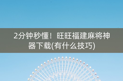 2分钟秒懂！旺旺福建麻将神器下载(有什么技巧)
