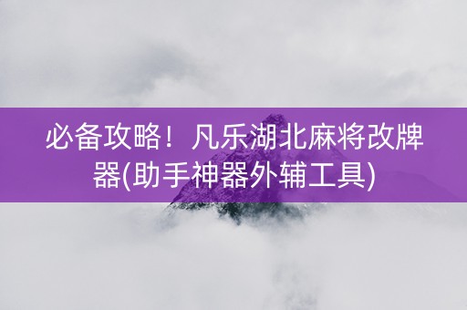 必备攻略！凡乐湖北麻将改牌器(助手神器外辅工具)