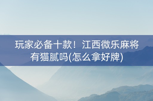 玩家必备十款！江西微乐麻将有猫腻吗(怎么拿好牌)
