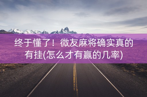 终于懂了！微友麻将确实真的有挂(怎么才有赢的几率)