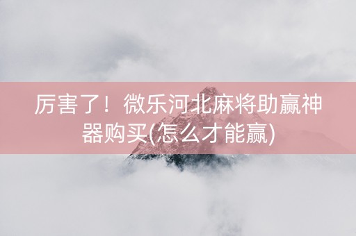厉害了！微乐河北麻将助赢神器购买(怎么才能赢)