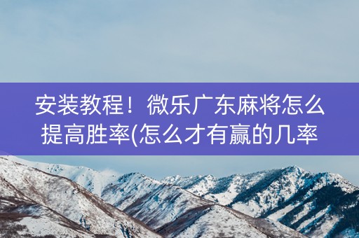 安装教程！微乐广东麻将怎么提高胜率(怎么才有赢的几率)