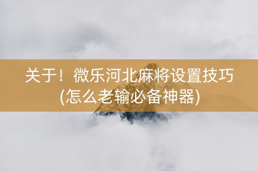 关于！微乐河北麻将设置技巧(怎么老输必备神器)