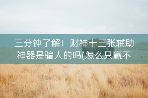 三分钟了解！财神十三张辅助神器是骗人的吗(怎么只赢不输)