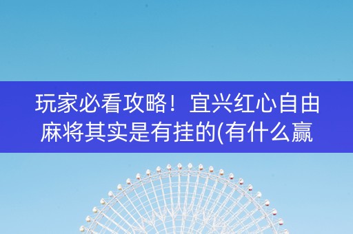玩家必看攻略！宜兴红心自由麻将其实是有挂的(有什么赢的技巧)