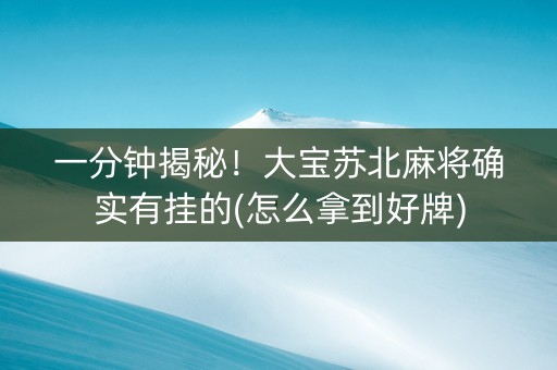 一分钟揭秘！大宝苏北麻将确实有挂的(怎么拿到好牌)