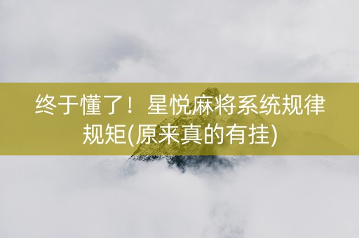 终于懂了！星悦麻将系统规律规矩(原来真的有挂)