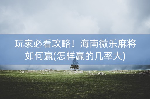 玩家必看攻略！海南微乐麻将如何赢(怎样赢的几率大)