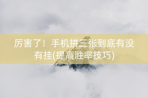 厉害了！手机拼三张到底有没有挂(提高胜率技巧)