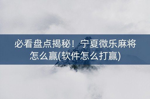 必看盘点揭秘！宁夏微乐麻将怎么赢(软件怎么打赢)
