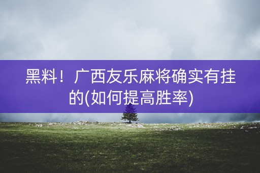 黑料！广西友乐麻将确实有挂的(如何提高胜率)