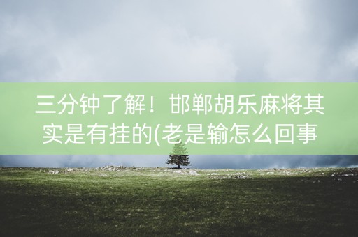 三分钟了解！邯郸胡乐麻将其实是有挂的(老是输怎么回事)