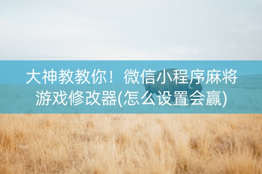大神教教你！微信小程序麻将游戏修改器(怎么设置会赢)