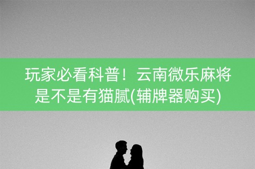 玩家必看科普！云南微乐麻将是不是有猫腻(辅牌器购买)