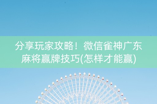 分享玩家攻略！微信雀神广东麻将赢牌技巧(怎样才能赢)