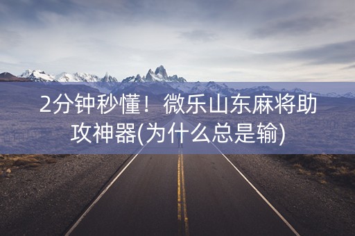2分钟秒懂！微乐山东麻将助攻神器(为什么总是输)
