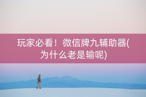 玩家必看！微信牌九辅助器(为什么老是输呢)