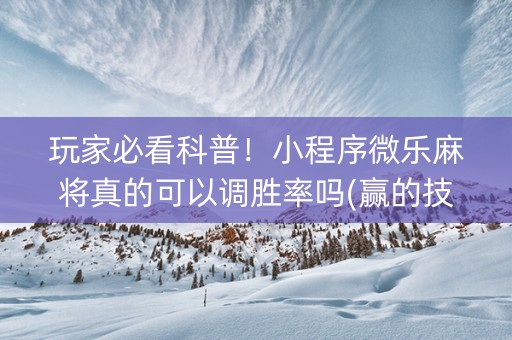 玩家必看科普！小程序微乐麻将真的可以调胜率吗(赢的技巧系统规律)