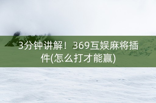 3分钟讲解！369互娱麻将插件(怎么打才能赢)