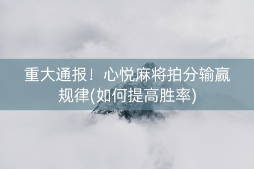 重大通报！心悦麻将拍分输赢规律(如何提高胜率)