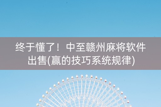终于懂了！中至赣州麻将软件出售(赢的技巧系统规律)
