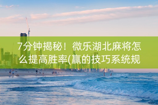7分钟揭秘！微乐湖北麻将怎么提高胜率(赢的技巧系统规律)