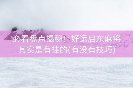 必看盘点揭秘！好运启东麻将其实是有挂的(有没有技巧)