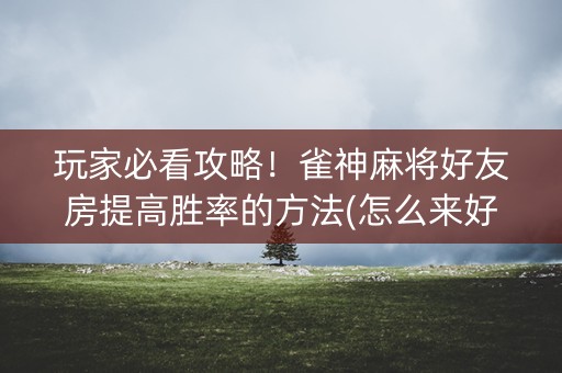 玩家必看攻略！雀神麻将好友房提高胜率的方法(怎么来好牌)