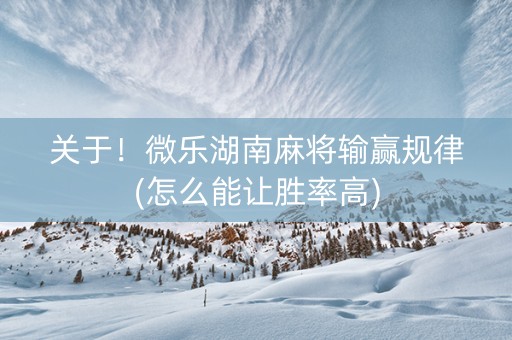 关于！微乐湖南麻将输赢规律(怎么能让胜率高)