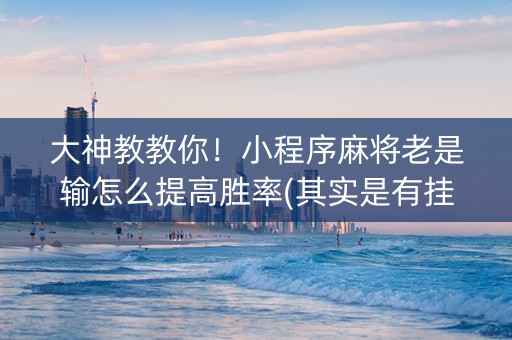 大神教教你！小程序麻将老是输怎么提高胜率(其实是有挂确实有挂)