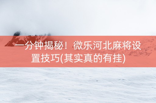 一分钟揭秘！微乐河北麻将设置技巧(其实真的有挂)