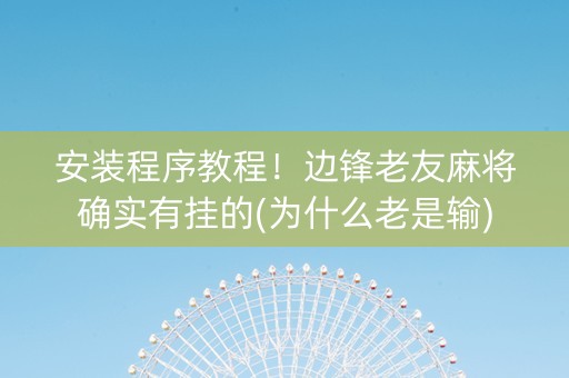 安装程序教程！边锋老友麻将确实有挂的(为什么老是输)