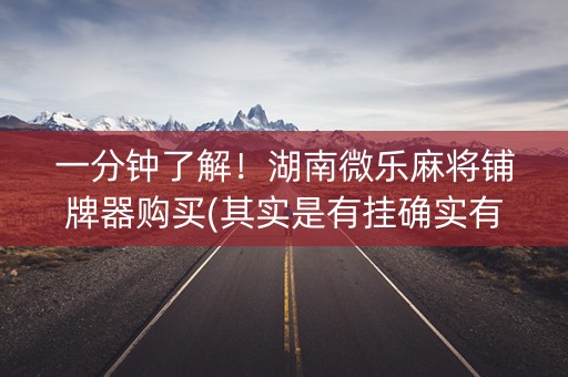 一分钟了解！湖南微乐麻将铺牌器购买(其实是有挂确实有挂)
