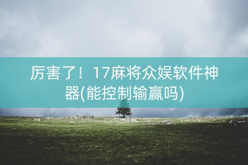厉害了！17麻将众娱软件神器(能控制输赢吗)
