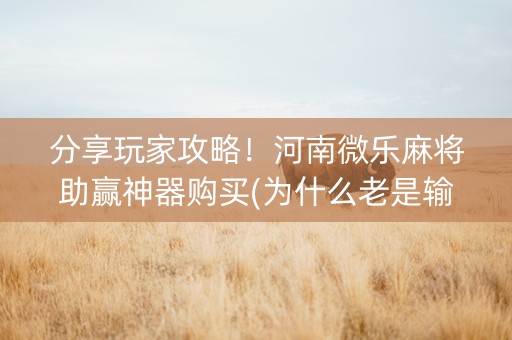 分享玩家攻略！河南微乐麻将助赢神器购买(为什么老是输)