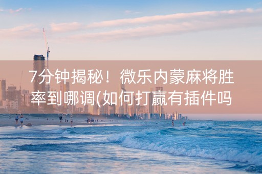 7分钟揭秘！微乐内蒙麻将胜率到哪调(如何打赢有插件吗)