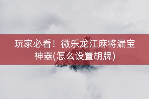 玩家必看！微乐龙江麻将漏宝神器(怎么设置胡牌)
