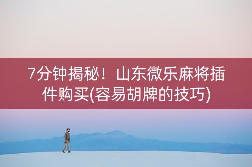 7分钟揭秘！山东微乐麻将插件购买(容易胡牌的技巧)