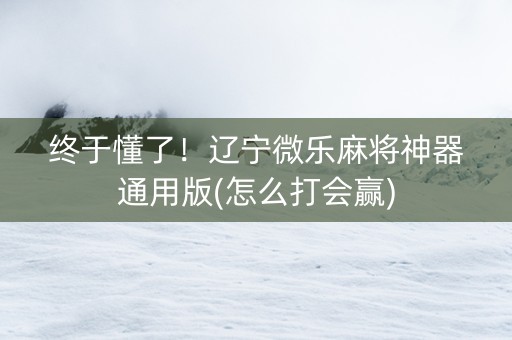 终于懂了！辽宁微乐麻将神器通用版(怎么打会赢)