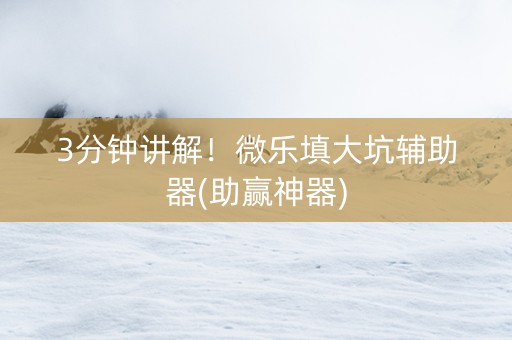3分钟讲解！微乐填大坑辅助器(助赢神器)