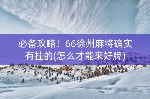 必备攻略！66徐州麻将确实有挂的(怎么才能来好牌)